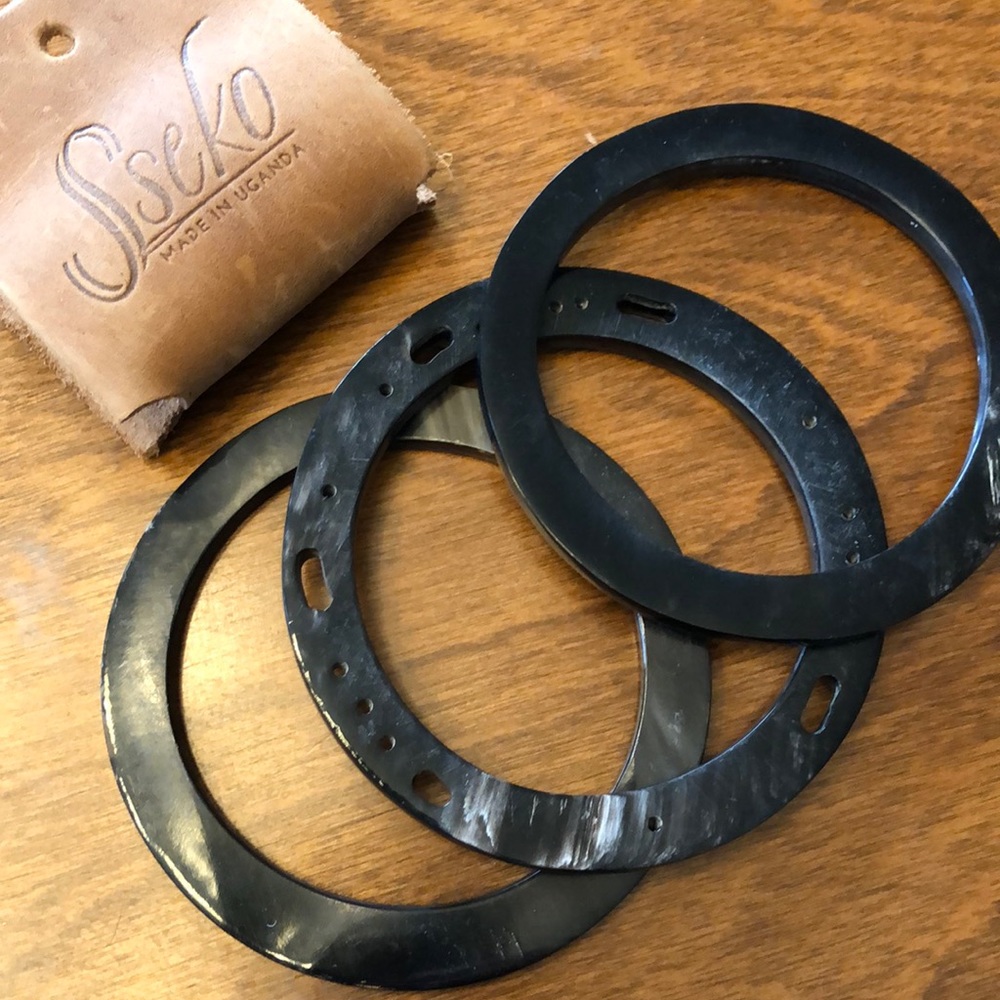 Sseko Black Cow Horn Bangles